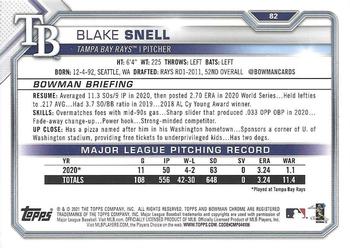 2021 Bowman - Purple #82 Blake Snell Back