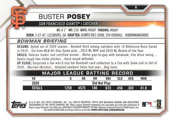 2021 Bowman - Blue #6 Buster Posey Back