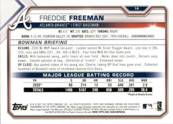 2021 Bowman - Blue #14 Freddie Freeman Back