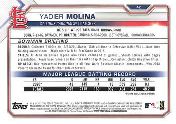 2021 Bowman - Blue #42 Yadier Molina Back