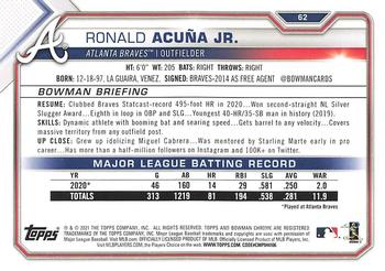 2021 Bowman - Blue #62 Ronald Acuña Jr. Back