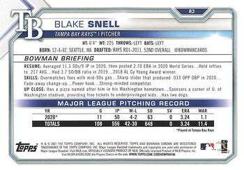 2021 Bowman - Blue #82 Blake Snell Back