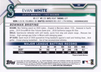 2021 Bowman - Blue #89 Evan White Back