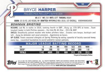 2021 Bowman - Blue #90 Bryce Harper Back