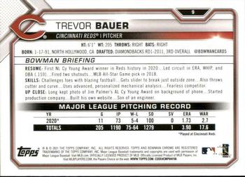 2021 Bowman - Green #9 Trevor Bauer Back