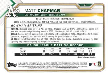 2021 Bowman - Green #37 Matt Chapman Back