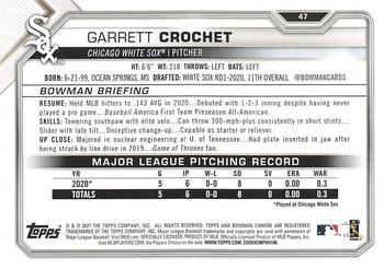 2021 Bowman - Green #47 Garrett Crochet Back