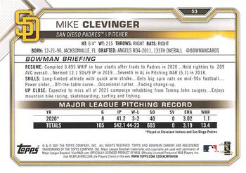 2021 Bowman - Green #53 Mike Clevinger Back