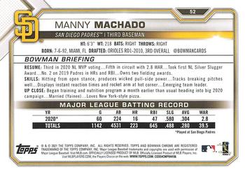 2021 Bowman - Yellow #52 Manny Machado Back