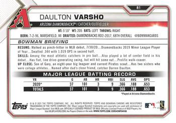 2021 Bowman - Yellow #81 Daulton Varsho Back