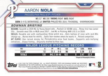 2021 Bowman - Gold #40 Aaron Nola Back