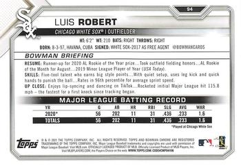 2021 Bowman - Gold #94 Luis Robert Back