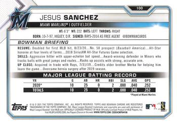 2021 Bowman - Gold #100 Jesus Sanchez Back
