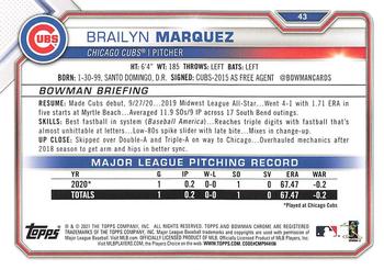 2021 Bowman - Platinum #43 Brailyn Marquez Back