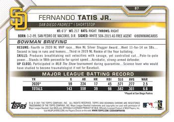 2021 Bowman - Platinum #87 Fernando Tatis Jr. Back