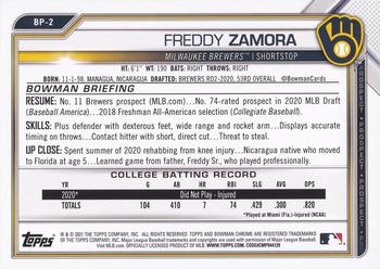 2021 Bowman - Prospects #BP-2 Freddy Zamora Back