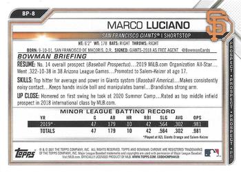 2021 Bowman - Prospects #BP-8 Marco Luciano Back