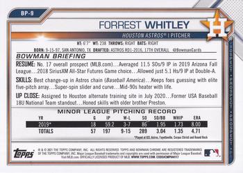 2021 Bowman - Prospects #BP-9 Forrest Whitley Back