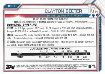 2021 Bowman - Prospects #BP-16 Clayton Beeter Back