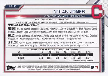 2021 Bowman - Prospects #BP-35 Nolan Jones Back