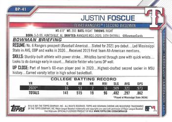 2021 Bowman - Prospects #BP-41 Justin Foscue Back