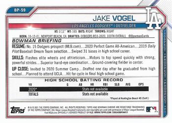 2021 Bowman - Prospects #BP-59 Jake Vogel Back