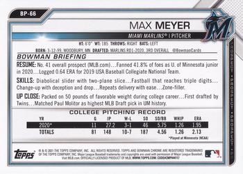 2021 Bowman - Prospects #BP-66 Max Meyer Back