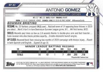 2021 Bowman - Prospects #BP-82 Antonio Gomez Back