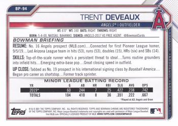 2021 Bowman - Prospects #BP-94 Trent Deveaux Back