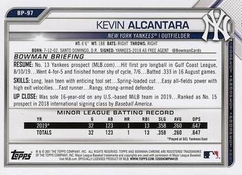 2021 Bowman - Prospects #BP-97 Kevin Alcantara Back
