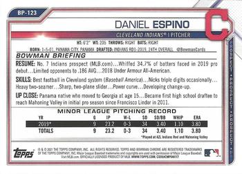 2021 Bowman - Prospects #BP-123 Daniel Espino Back