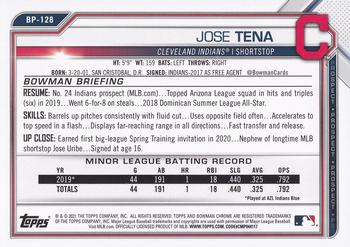2021 Bowman - Prospects #BP-128 Jose Tena Back