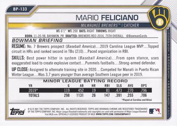 2021 Bowman - Prospects #BP-133 Mario Feliciano Back
