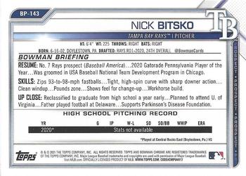 2021 Bowman - Prospects #BP-143 Nick Bitsko Back