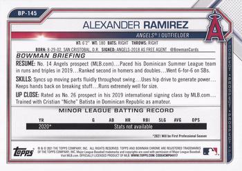 2021 Bowman - Prospects #BP-145 Alexander Ramirez Back