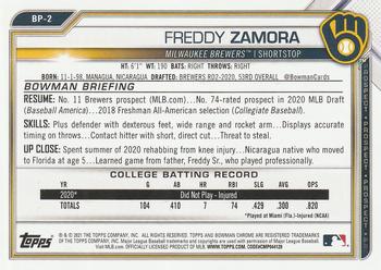 2021 Bowman - Prospects Camo #BP-2 Freddy Zamora Back