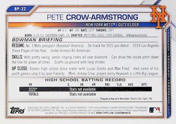 2021 Bowman - Prospects Camo #BP-22 Pete Crow-Armstrong Back