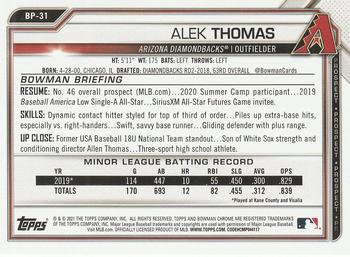 2021 Bowman - Prospects Camo #BP-31 Alek Thomas Back
