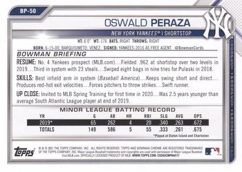 2021 Bowman - Prospects Camo #BP-50 Oswald Peraza Back