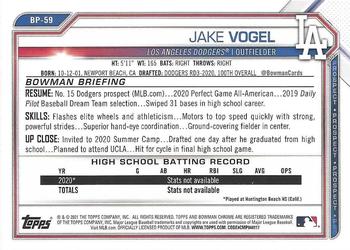 2021 Bowman - Prospects Camo #BP-59 Jake Vogel Back