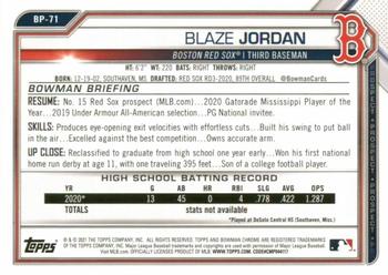 2021 Bowman - Prospects Camo #BP-71 Blaze Jordan Back