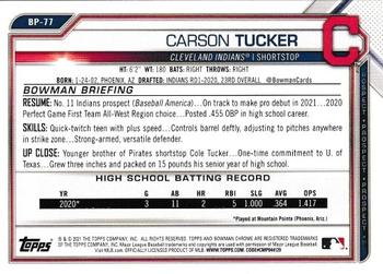 2021 Bowman - Prospects Camo #BP-77 Carson Tucker Back