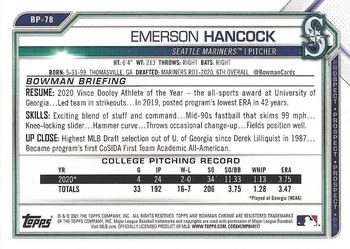 2021 Bowman - Prospects Camo #BP-78 Emerson Hancock Back