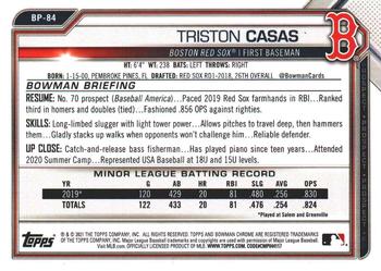 2021 Bowman - Prospects Camo #BP-84 Triston Casas Back