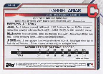 2021 Bowman - Prospects Camo #BP-89 Gabriel Arias Back