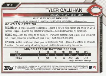 2021 Bowman - Prospects Camo #BP-91 Tyler Callihan Back