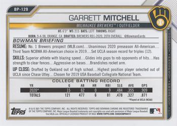 2021 Bowman - Prospects Camo #BP-129 Garrett Mitchell Back