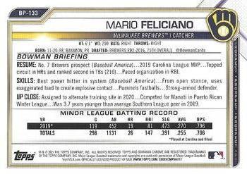 2021 Bowman - Prospects Camo #BP-133 Mario Feliciano Back