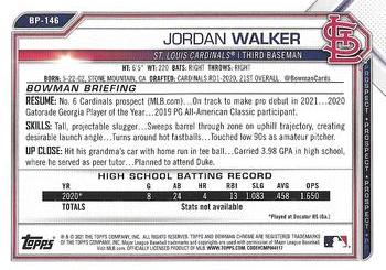 2021 Bowman - Prospects Camo #BP-146 Jordan Walker Back