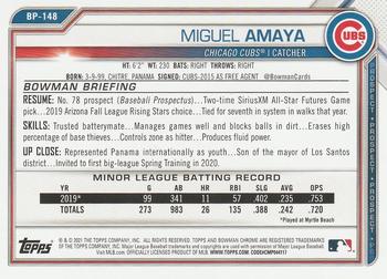 2021 Bowman - Prospects Camo #BP-148 Miguel Amaya Back